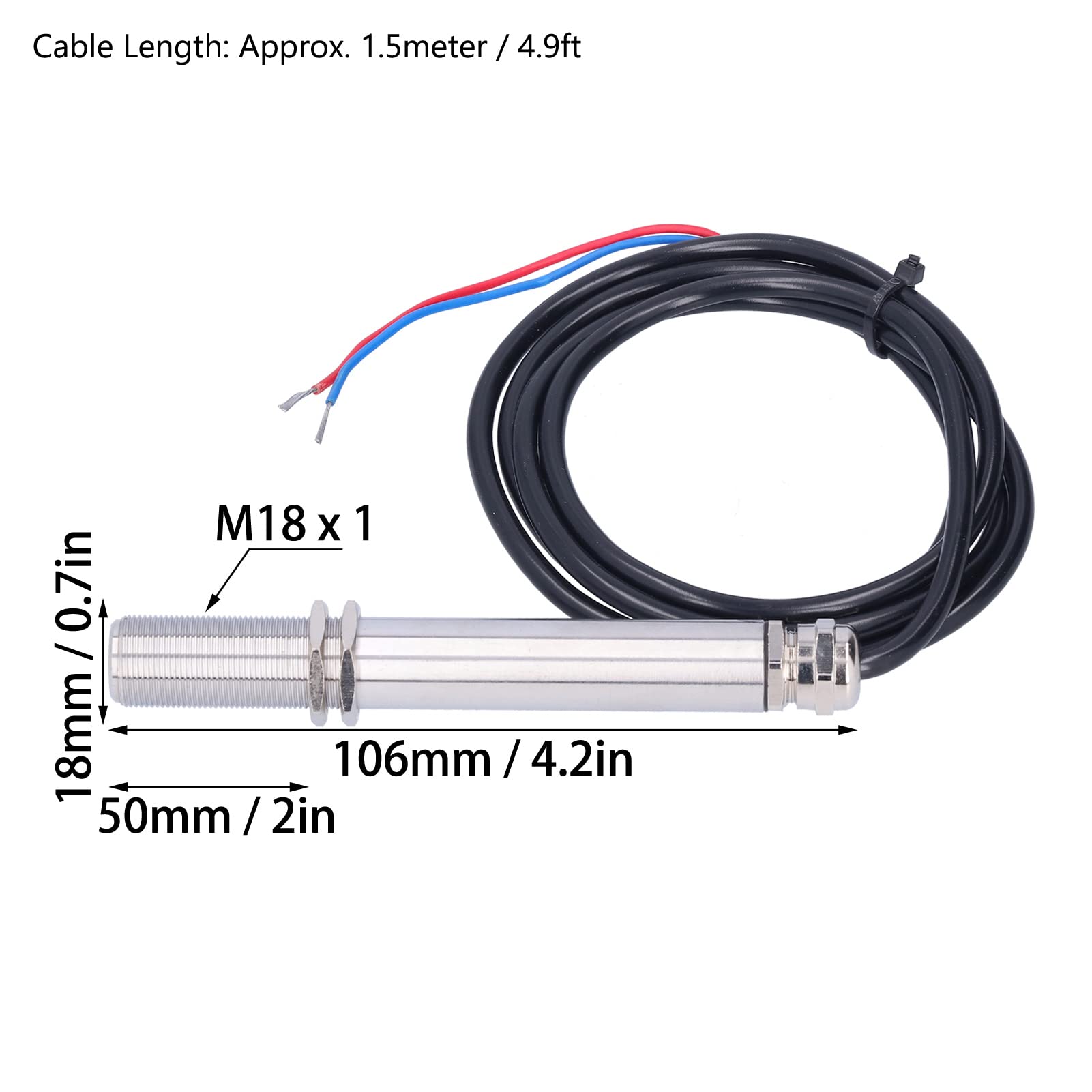 Cocoarm Sonda per Sensore di Temperatura Sensore di Temperatura a Infrarossi in Acciaio Inossidabile 24 V CC da 4 a 20 MA IP65 20 a 1 Ottica per la Misurazione di Superfici Online in Apparecchiature
