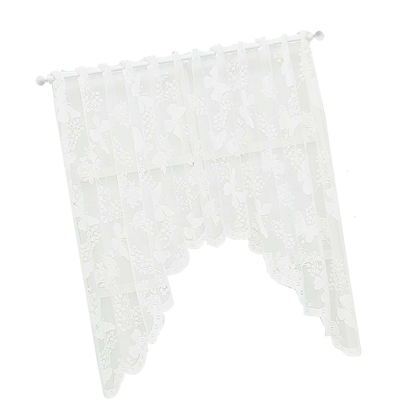 Tsophreniq Delicate Lace Pattern Sheer Window Drape for Kitchen Balconys Privacy Semi Transparency Polyester Window Curtains Faux Grommet Curtains