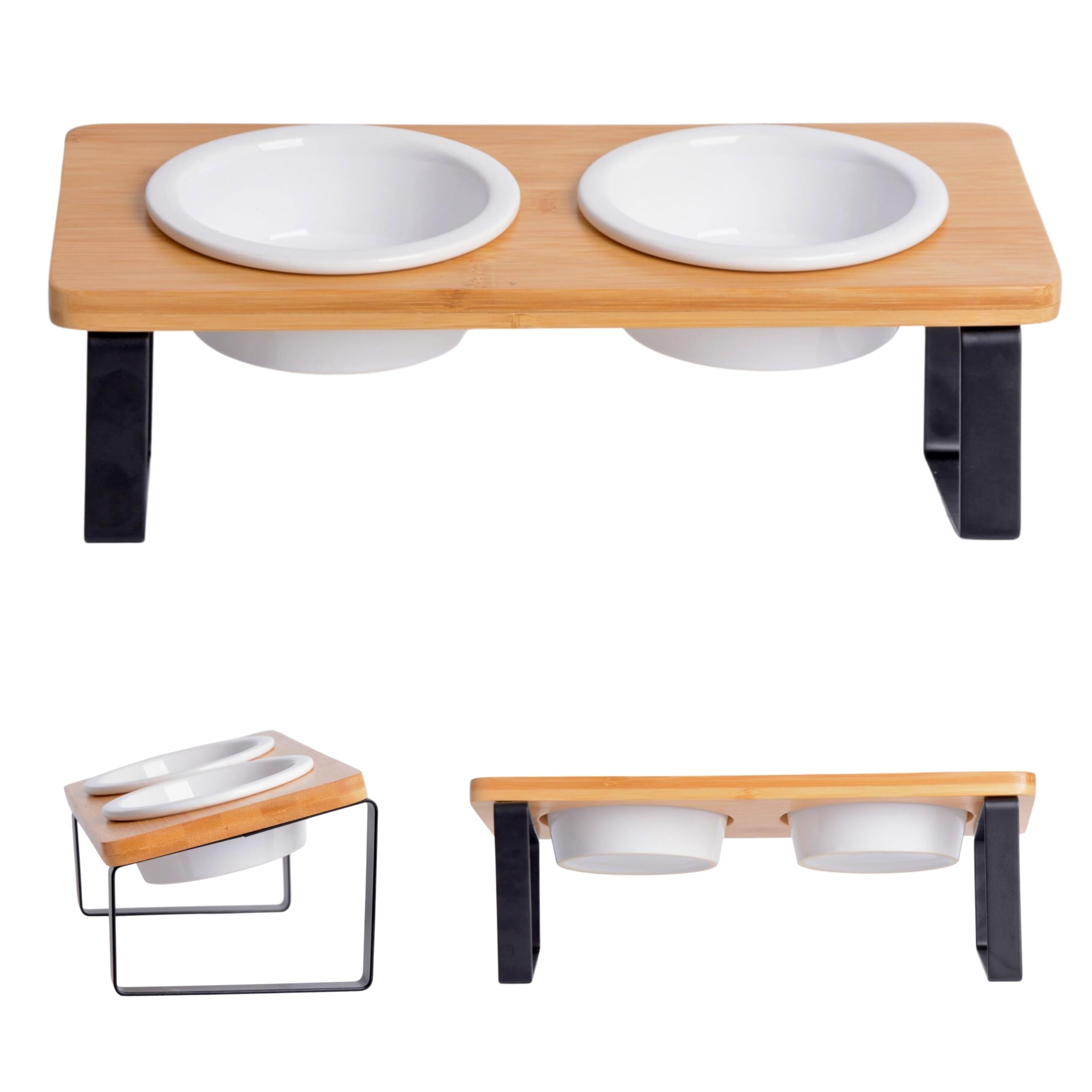 PETLINUS Elevated ceramic cat bowls, Ergonomic cat bowls with stand tilted, Dog bowls for small dogs puppies and cats - Image 4