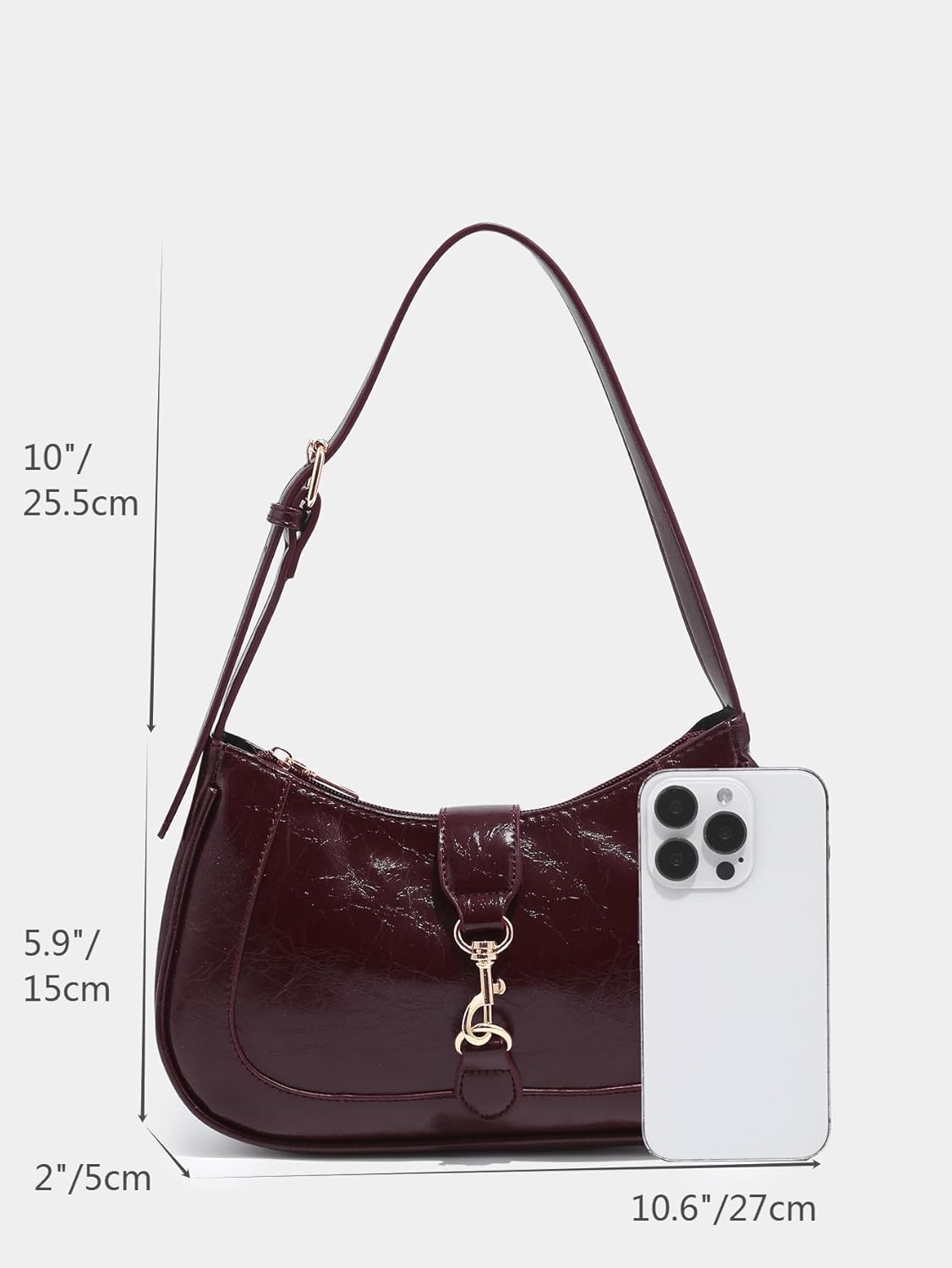 RoseSeek Women's Retro Vintage Zipper Shoulder Bag Adjustable Strap Elegant Underarm Purse Hobo Handbags