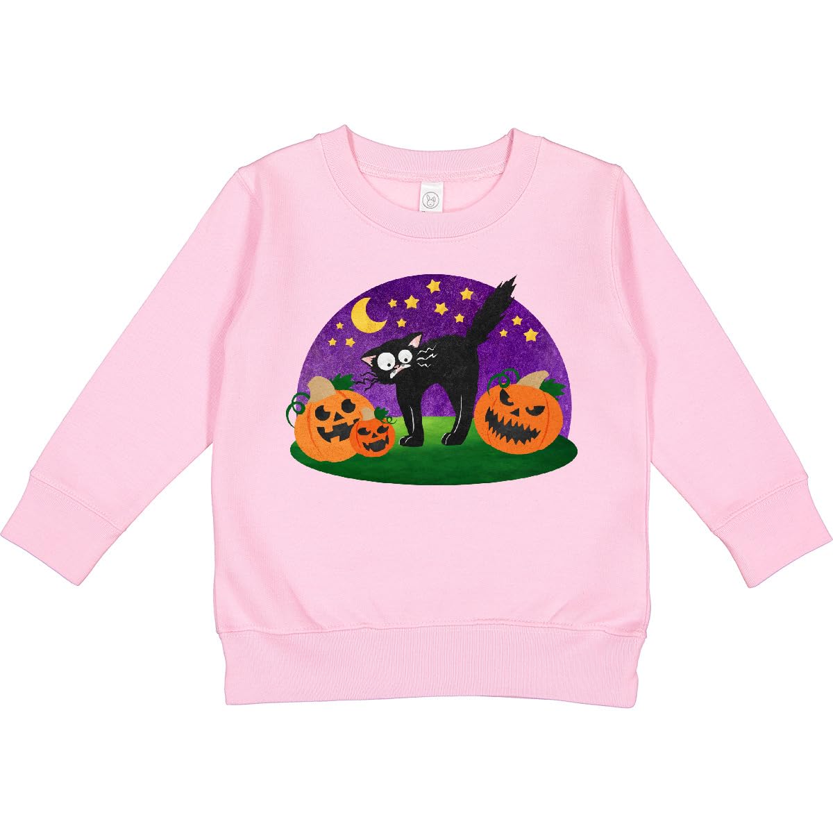 inktastic Halloween Pumpkins and Scared Black Cat Toddler Sweatshirt 3T Pink 3d106