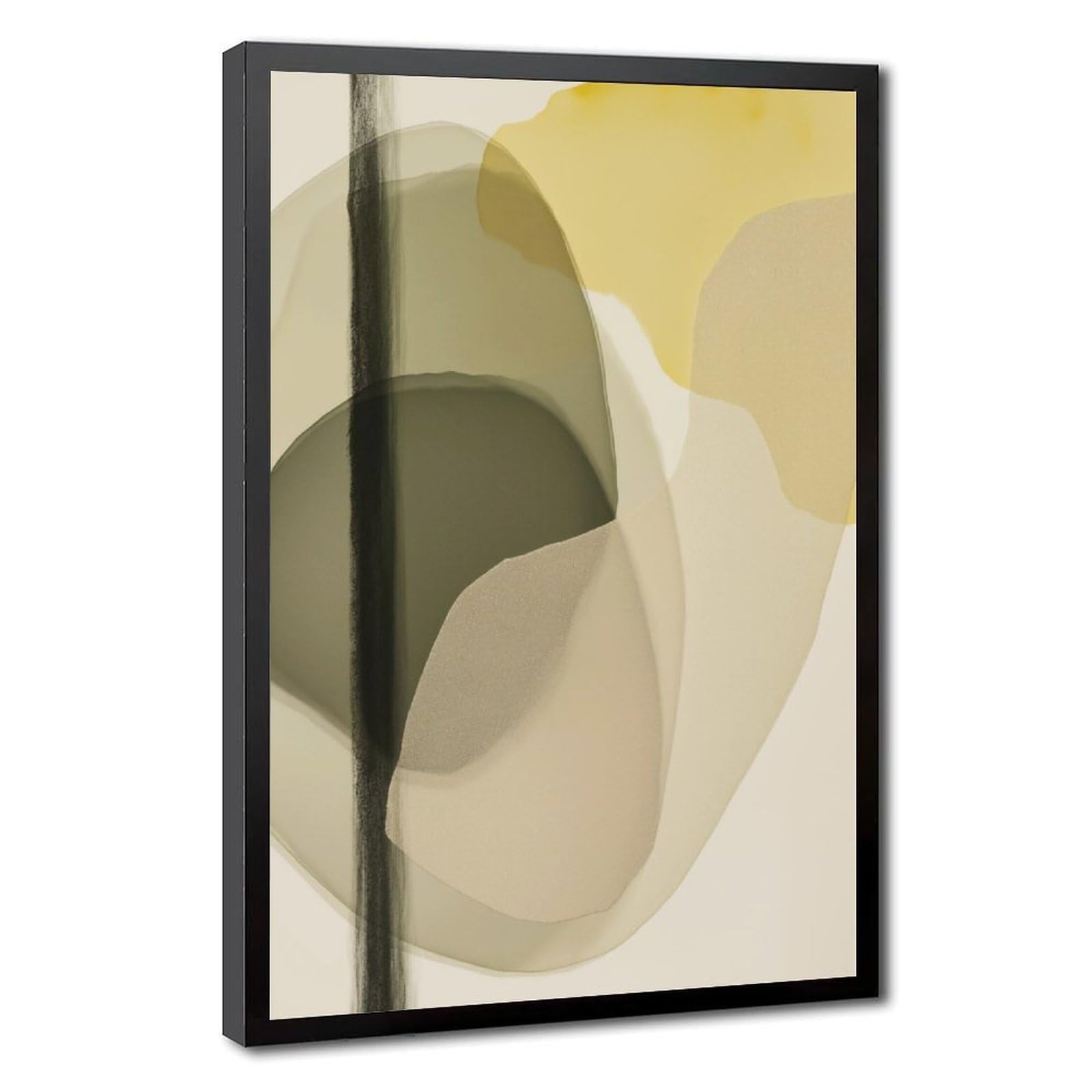 Zguols Beige for Eh Abstract And Minimalist Poster Canvas Poster Bedroom Decor Sports Landscape Office Room Decor Gift Black Frame 12" L X 18" W