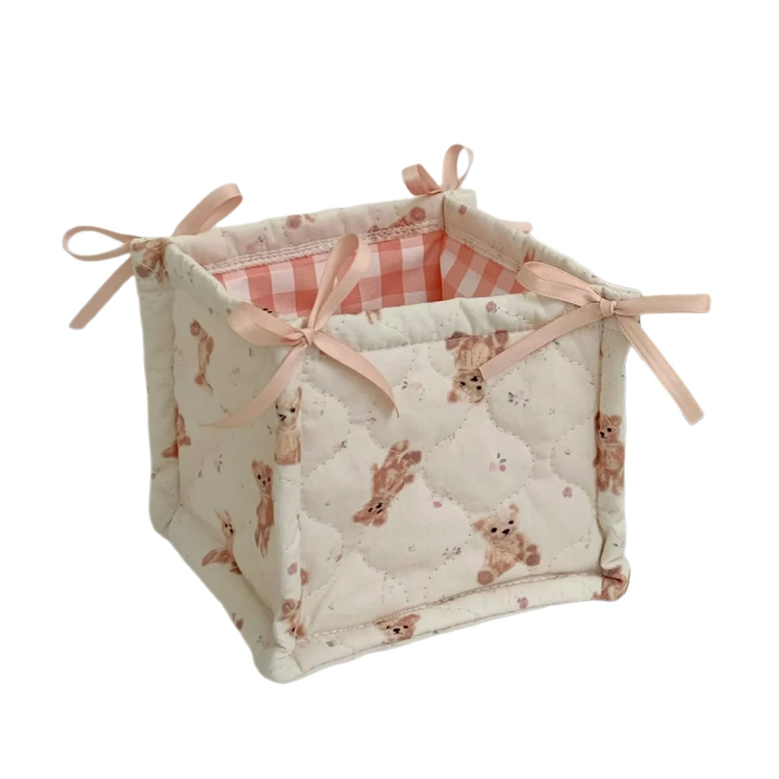 Multipurpose Quilted Fabric Storage Basket Home Organization for Keep Desktops Neat and Tidying in Various Setting Fabric Basket
