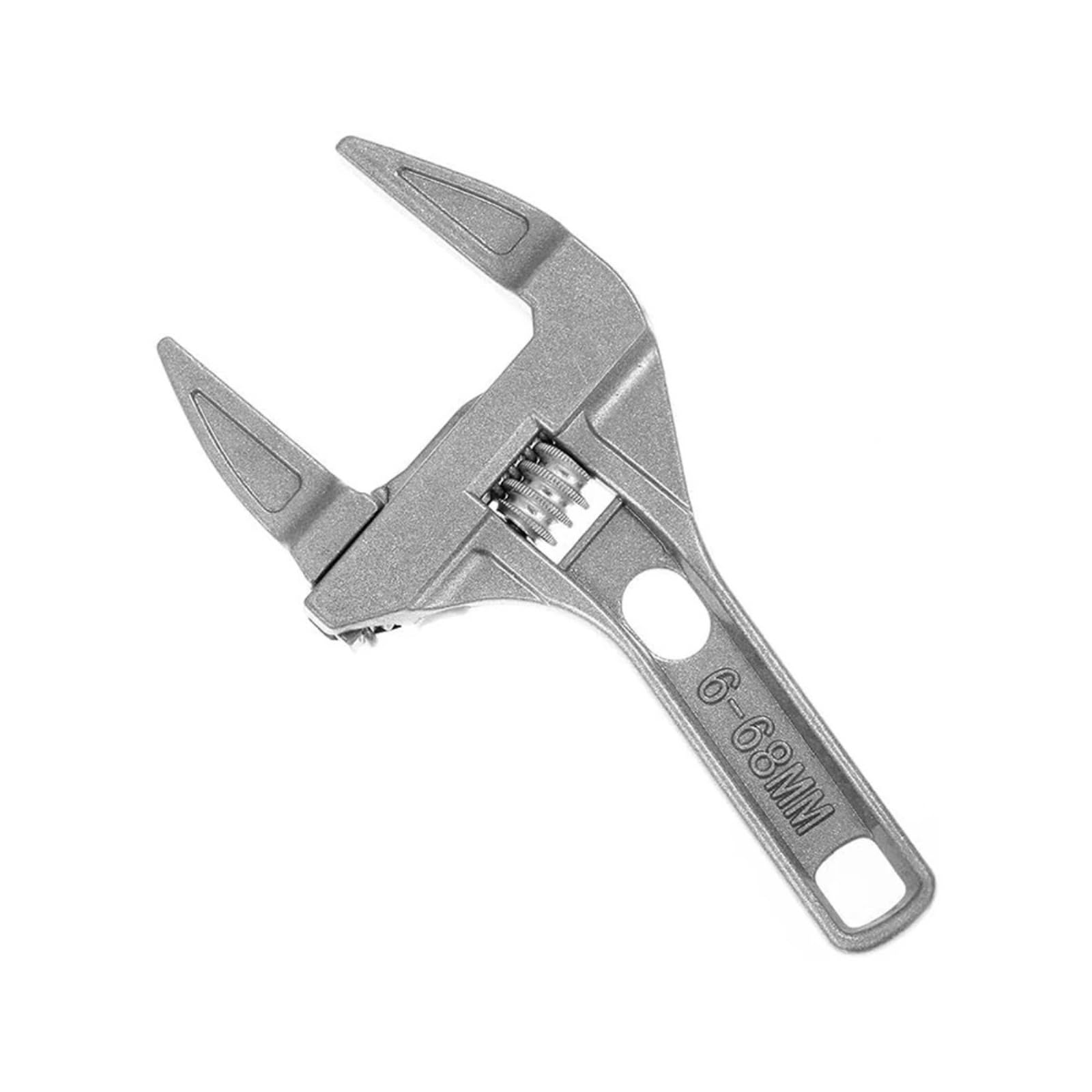 Lajhdcg Silver 6-68Mm Universal Repair Set Bathroom Hand Tools Large Opening Pipe Wrench Nut Key Adjustable Spanner Bathroom Repair Tool 1Pc