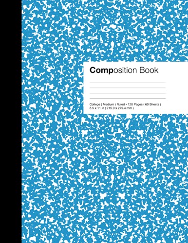 Marbled Composition Notebook: Brightly ( Blue ) Colored - Essential College Ruled ( 120 Pages ) Journal for Home, School, Work ( 8.5” x 11” ) image 2