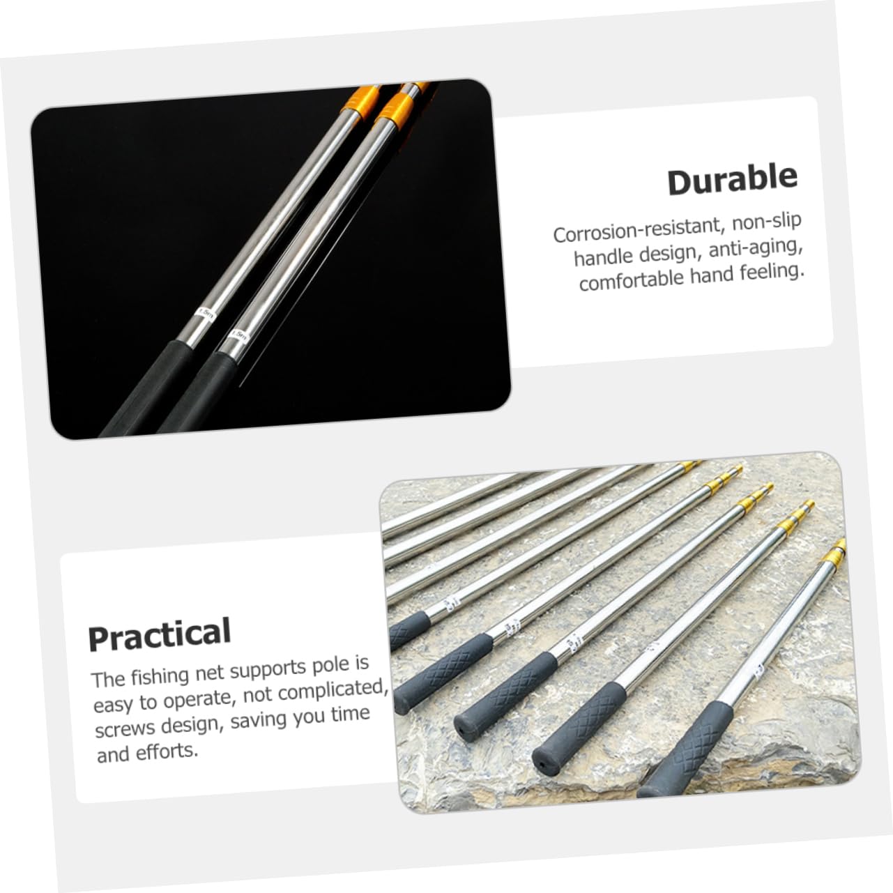 Totority Telescopic Stainless Steel Fishing Net Support Rod Crawfish Trap and Shrimp Net Fixator Portable Design for and Use