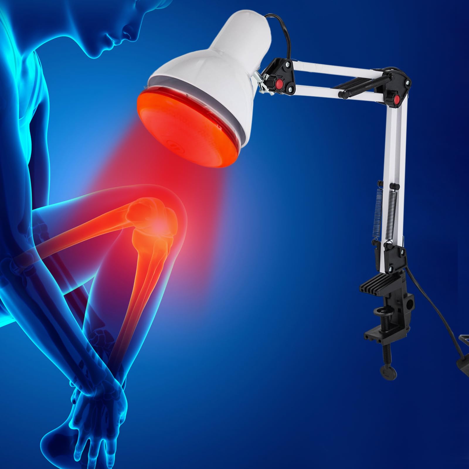 MINRS Lampada a infrarossi, lampada a luce rossa, lampada a infrarossi, 150 Watt, regolabile in altezza e pieghevole, per alleviare il dolore e il rilassamento muscolare