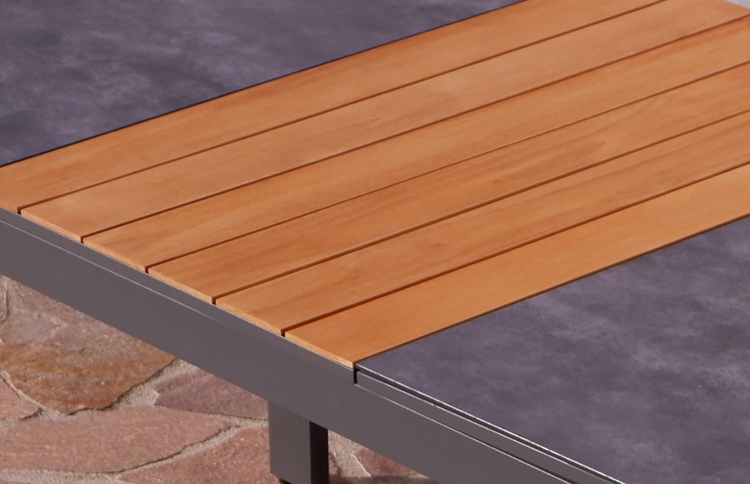 ALEOS. Aluminium Glas Teakholz Gartentisch Ausziehtisch 180 ausziehbar auf 240 cm x 90 cm Tisch Esstisch Glastisch Aluminiumtisch Trinidad mit synchroner Ausziehautomatik