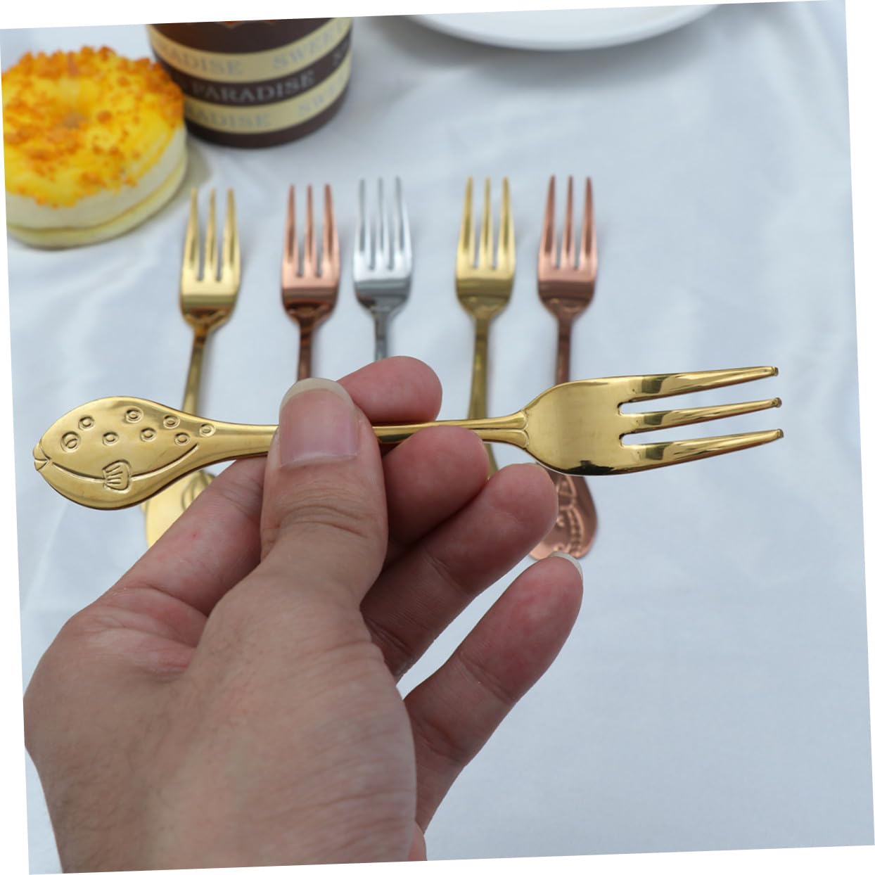 Amosfun 3 Set Di Forchette Da Dessert in Acciaio Inossidabile Per Insalata Frutta E Dessert 6 Pezzi * 3
