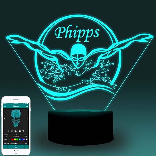 MicroArt - Lámpara de luz nocturna 3D con colores de 16M y control remoto Bluetooth, lámpara de ilusión 3D regalo para niñosniñosniños - Deportes de