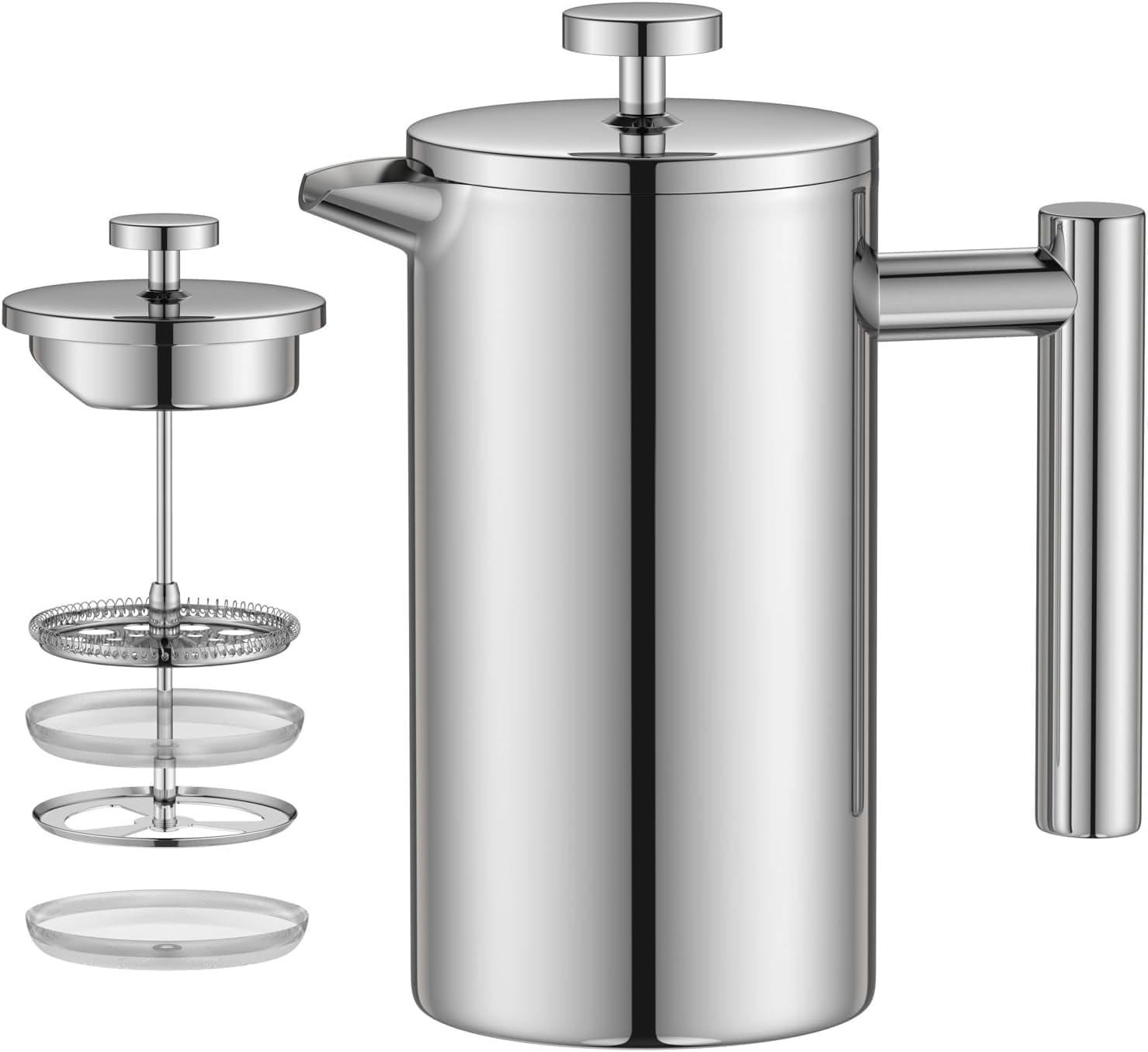 French Press ze stali nierdzewnej, srebrna, 350 ml