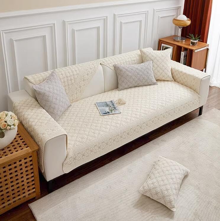 Miniatura 3 de vctops Funda de algodón para sofá, fundas acolchadas con patrón de medallón de monedas, fundas antideslizantes para sofá seccional, protector de