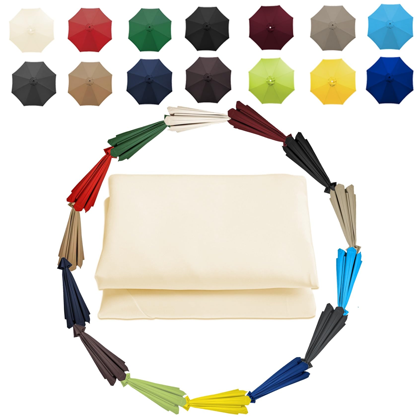 FOERPL Terrassenschirm-Ersatzdach Für 2,7 M Schirme Mit 8 Rippen – 180 G/m² Polyester, Waschbar