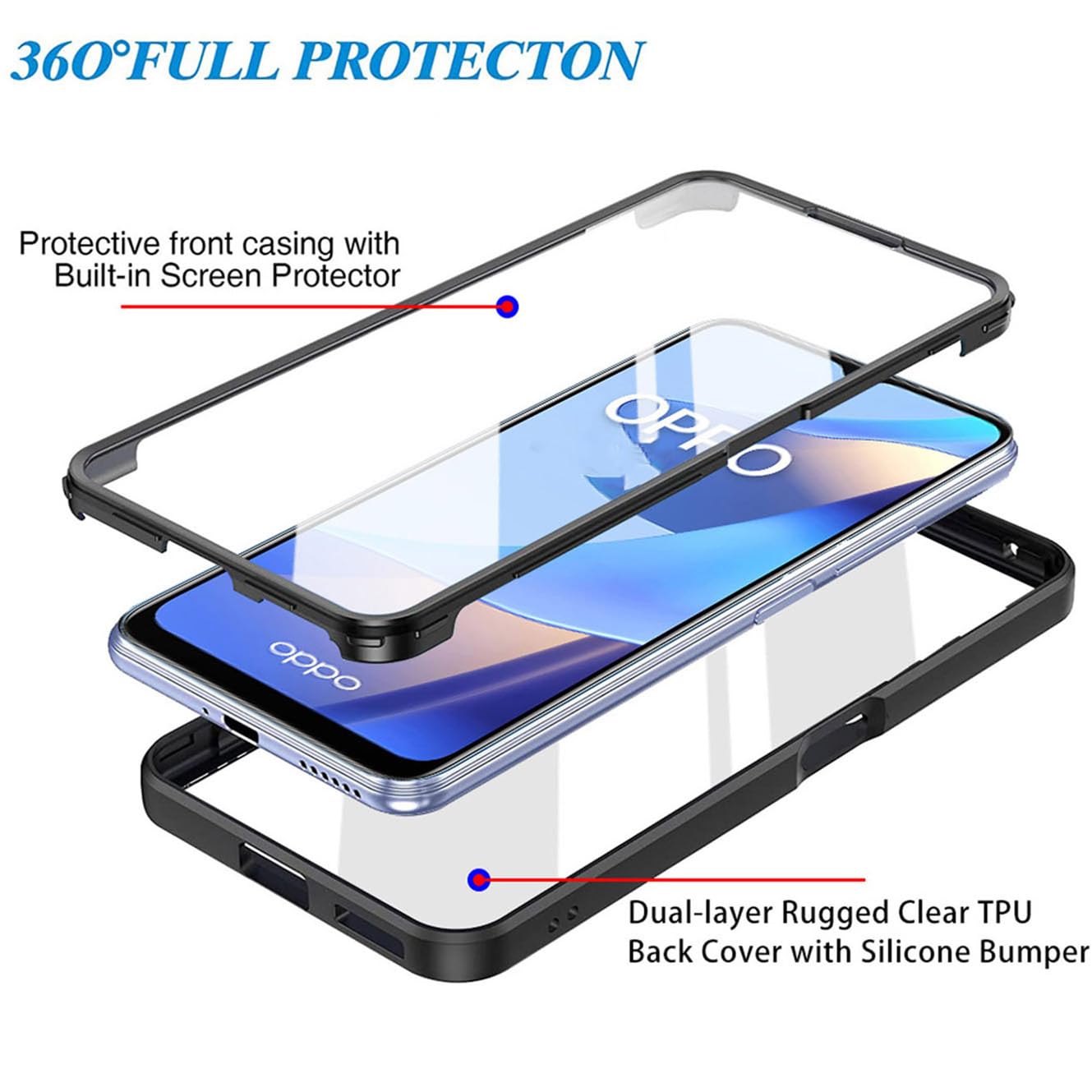 HHUAN Cover per Oppo Find X5 Lite (6.43 ) con 1 Vetro Temperato Pellicola, Ultrasottile Trasparente Morbido TPU Bumper Case, Antiurto Silicone Protettiva Custodia per Oppo Find X5 Lite - WM84