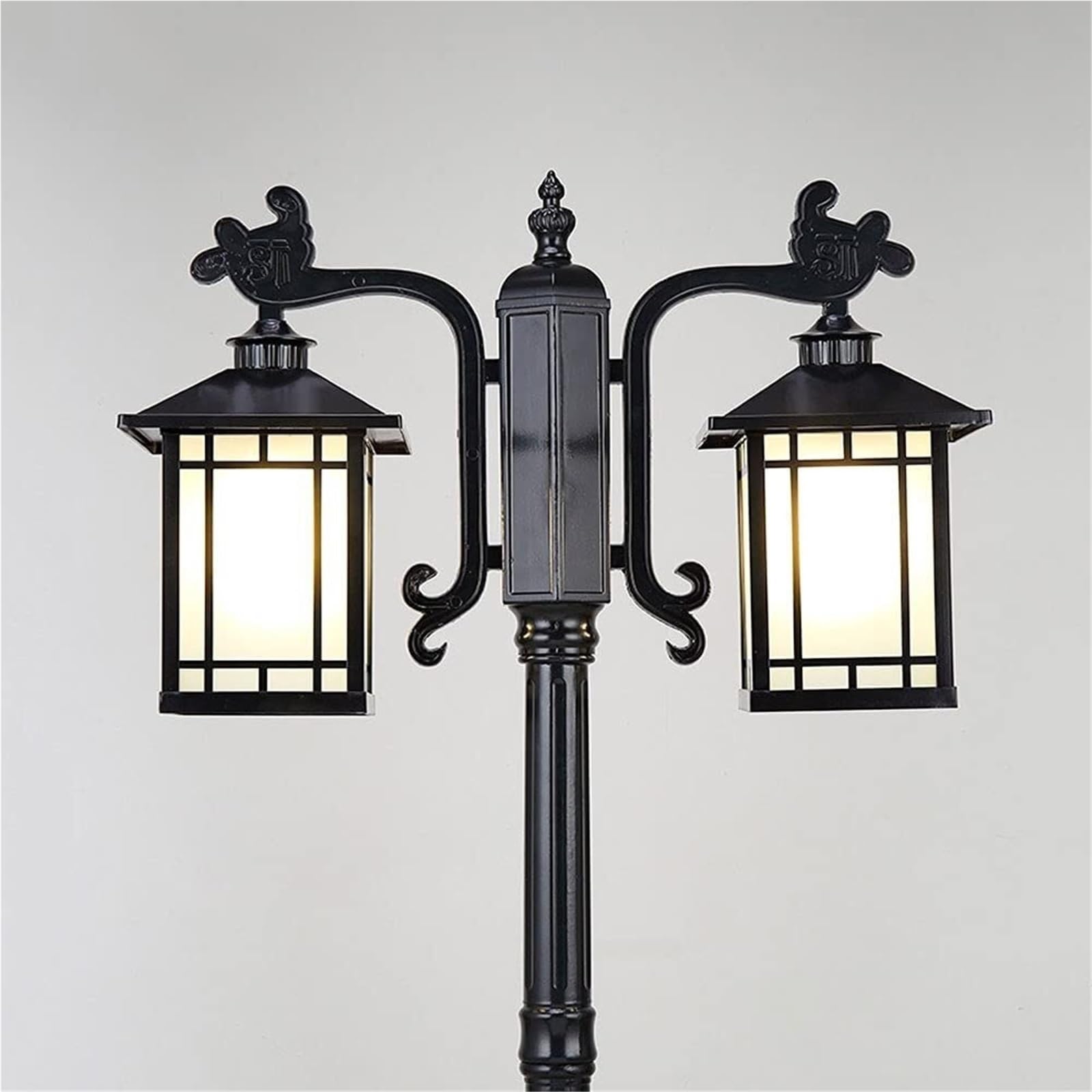 Lampy Solarne Na Słupku, Zewnętrzne Lampy Na Słupku, 2-Lampowe Lampy Zewnętrzne Na Słupku, Lampa Na Dziedzińcu, Aluminiowe, Wodoodporne, Wysokie Lampy, Klasyczne Zew,One Color-Height 230cm