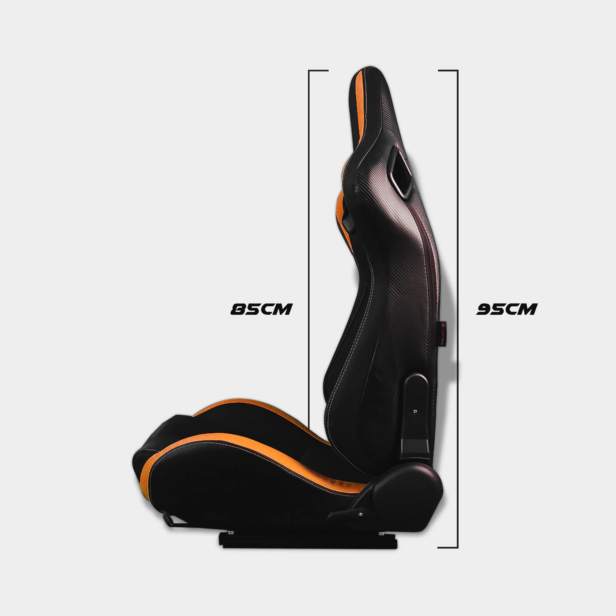 Modauto N771 Lot de 2 siège pilote+copilote voiture semi-baquet sportif avec rails pour voiture et simulateur de conduite Noir/orange