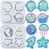 レジン型 シリコンモールド8 種類流砂型シェイカーモールド UVレジン シャカシャカ クラゲ 貝殻 星 シリコン型 モールド DIY 手作りキーホルダー イヤリング ペンダント アクセサリー モールド