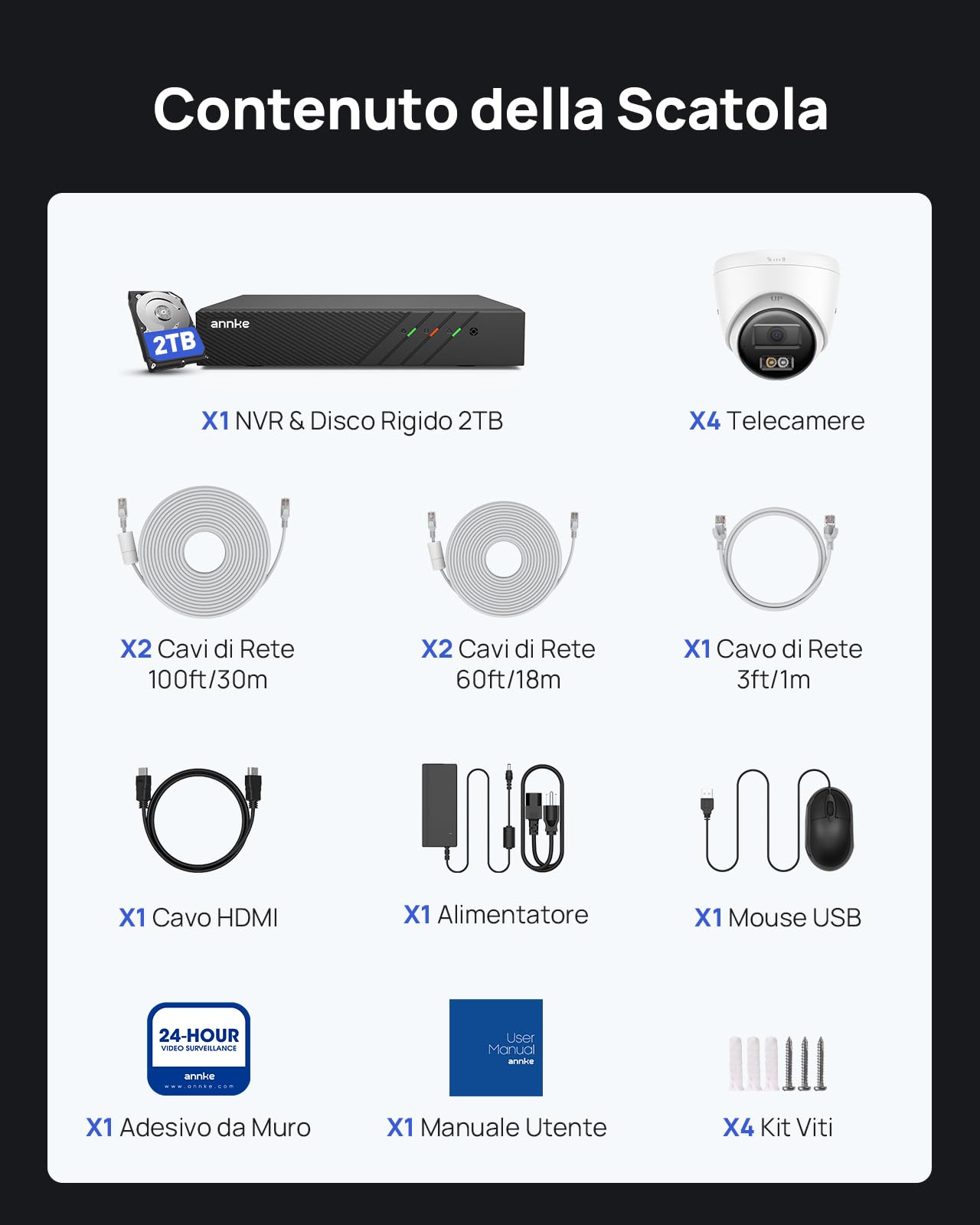 ANNKE Sistema di Videosorveglianza PoE 3K, NVR 4K 8 Canali con HDD 2TB, 4x 3K Telecamere IP IP67, Visione Notturna a Colori, Rilevamento Persone/Veicoli, H.265+ | 4 Telecamere IP da Esterno IP67, Rilevamento Intelligente Persone e Veicoli, Visione Notturn