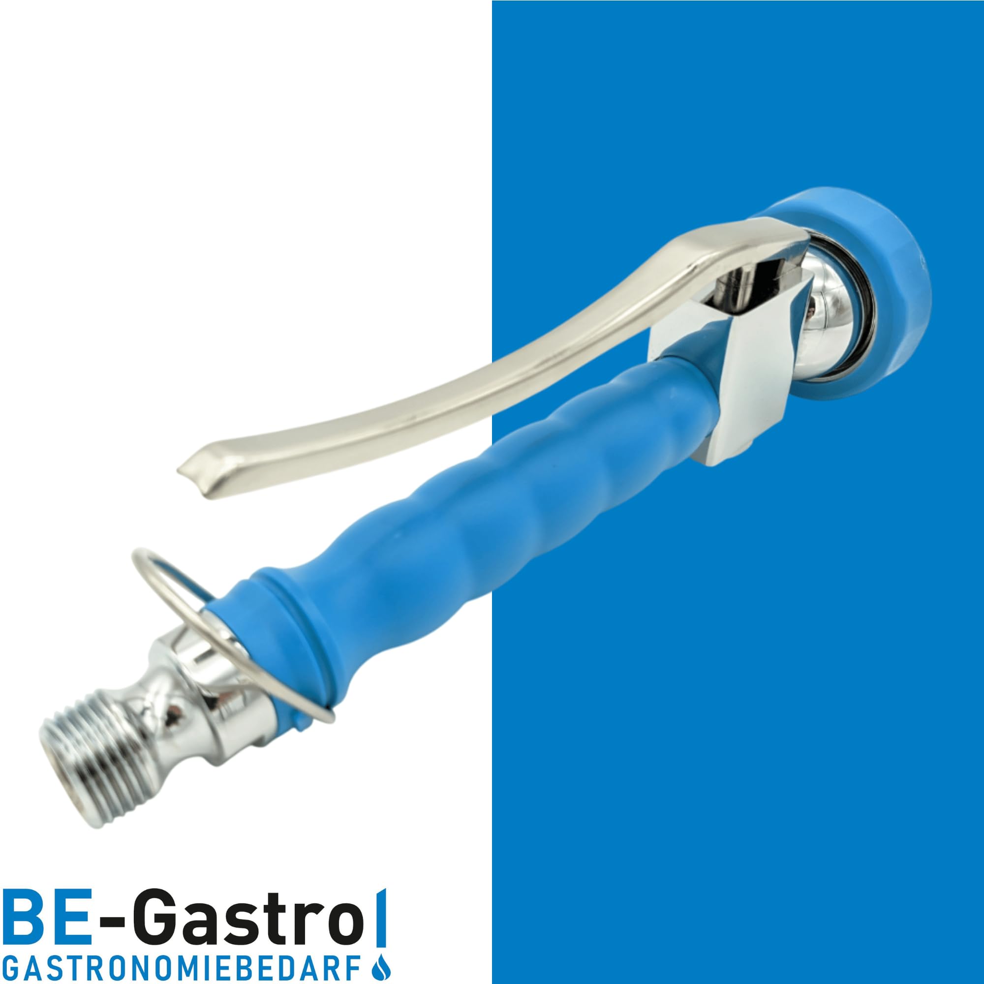 BE-GASTRO I Grifo Industrial Hostelería - Alcachofa de ducha de mano (azul), incluye barra de sujeción, 1/2" Standard AG | Alcachofa de repuesto de acero inoxidable para alcachofa de cocina