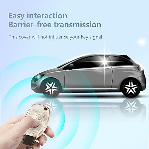 Miniatura 4 de Funda para llavero Mercedes Benz C E M S CLS CLK GLK GLC G Class, carcasa de llave de moda con llavero de oro de diamante, Azul