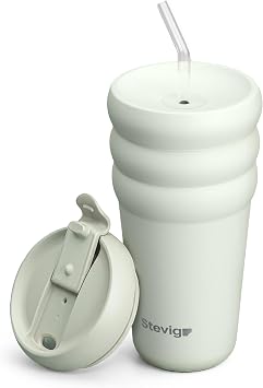 Stevig 3 Bubble Two-Cap Straw Tumbler  elik Termos 600 Mililitre Lightest Sky ST-247