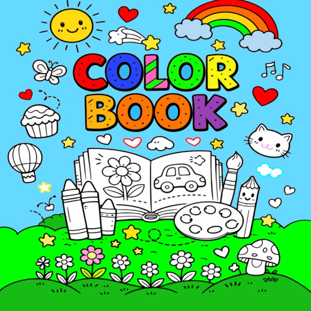 COLOR BOOK: Coloring Book for Adults & Kids, Bold and Easy Drawings, Cute & Simple Designs for Relaxing Coloring Time