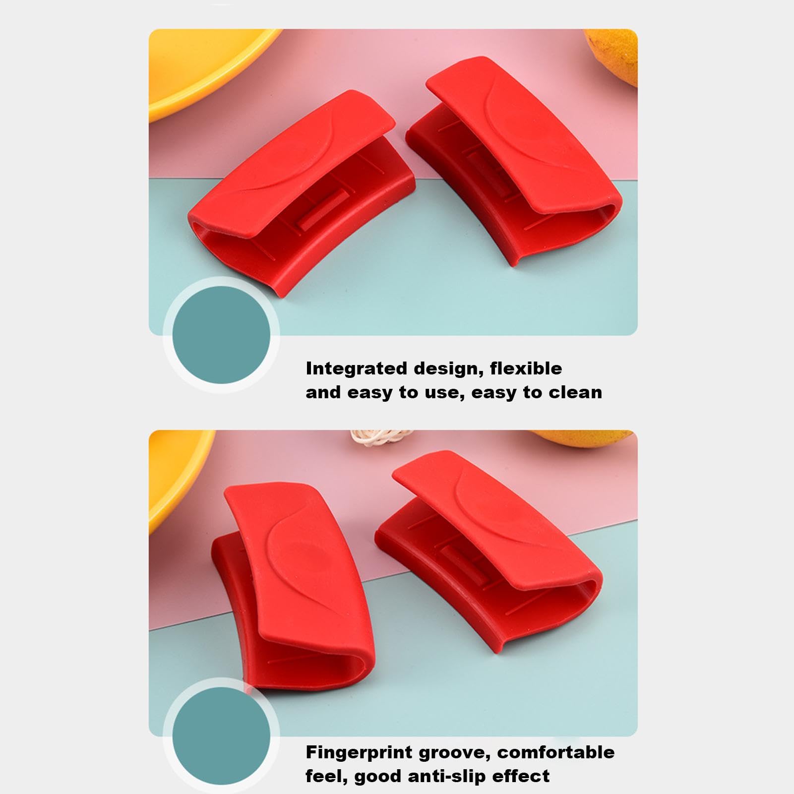 Silicone Hot Handle Holder - 2 Pot Handle Ear Sleeve | Thick Silicone Insulated Hand Clip | Heat Resistant Cast Iron Skillet Handle Covers | Non-Slip Pot Sleeves for Woks Soup Pot