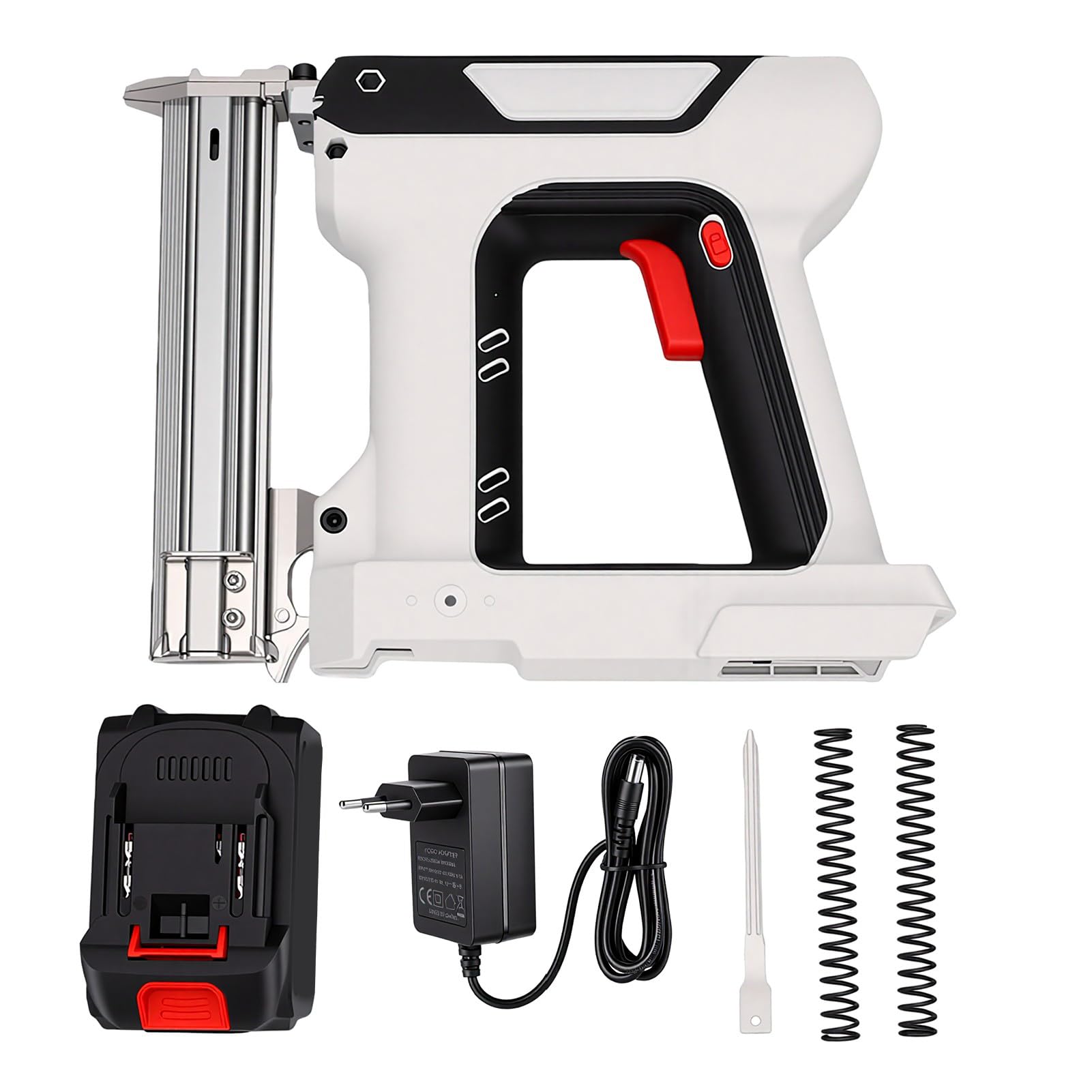 Brad Nailer Inalámbrico 2 en 1, Pistola de Clavos Eléctrica con Batería para Proyectos de Renovación del Hogar de Carpintería, 4,0 Ah