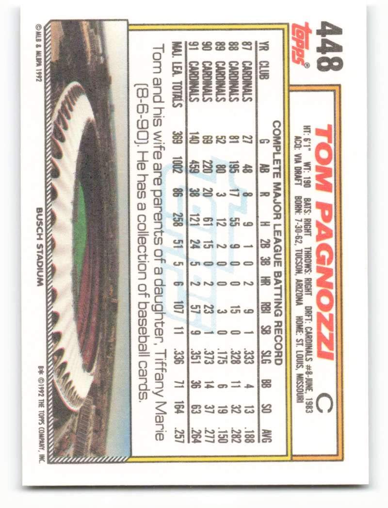 Amazon.com: 1992 Topps Baseball #448 Tom Pagnozzi St. Louis