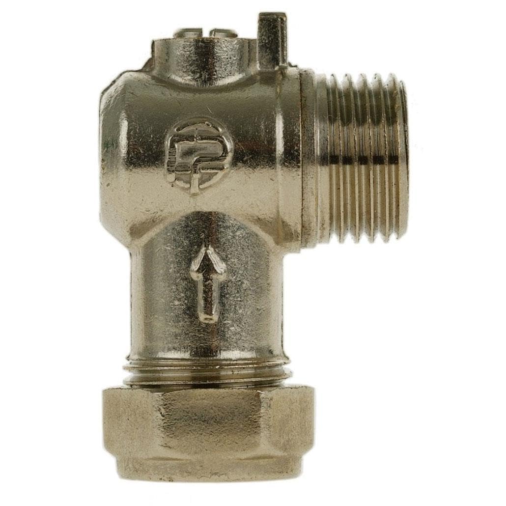 15mm x 1/2" Isolation Valve Flat-Faced Angled Compression x Male BSP
