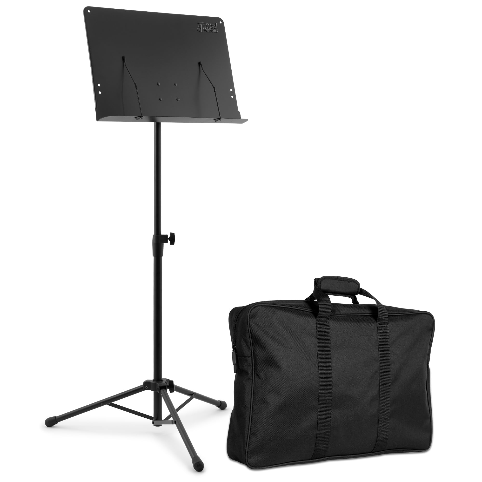 Mad About MUS24-BG Orchestral Music Stand with Integrated Page Holders and a Carry Bag Included – Black