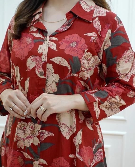 Image of GRECIILOOKS Co ord set for women stylish | Anarkali Kurta-Set - Viscose Printed Kurta & Straight Pant | kurtis| Festive Indian Traditional Outfit Dress for Functions & Puja | Trendy Travel & Streetwear Look for Woman | 3 /4 Half Sleeve