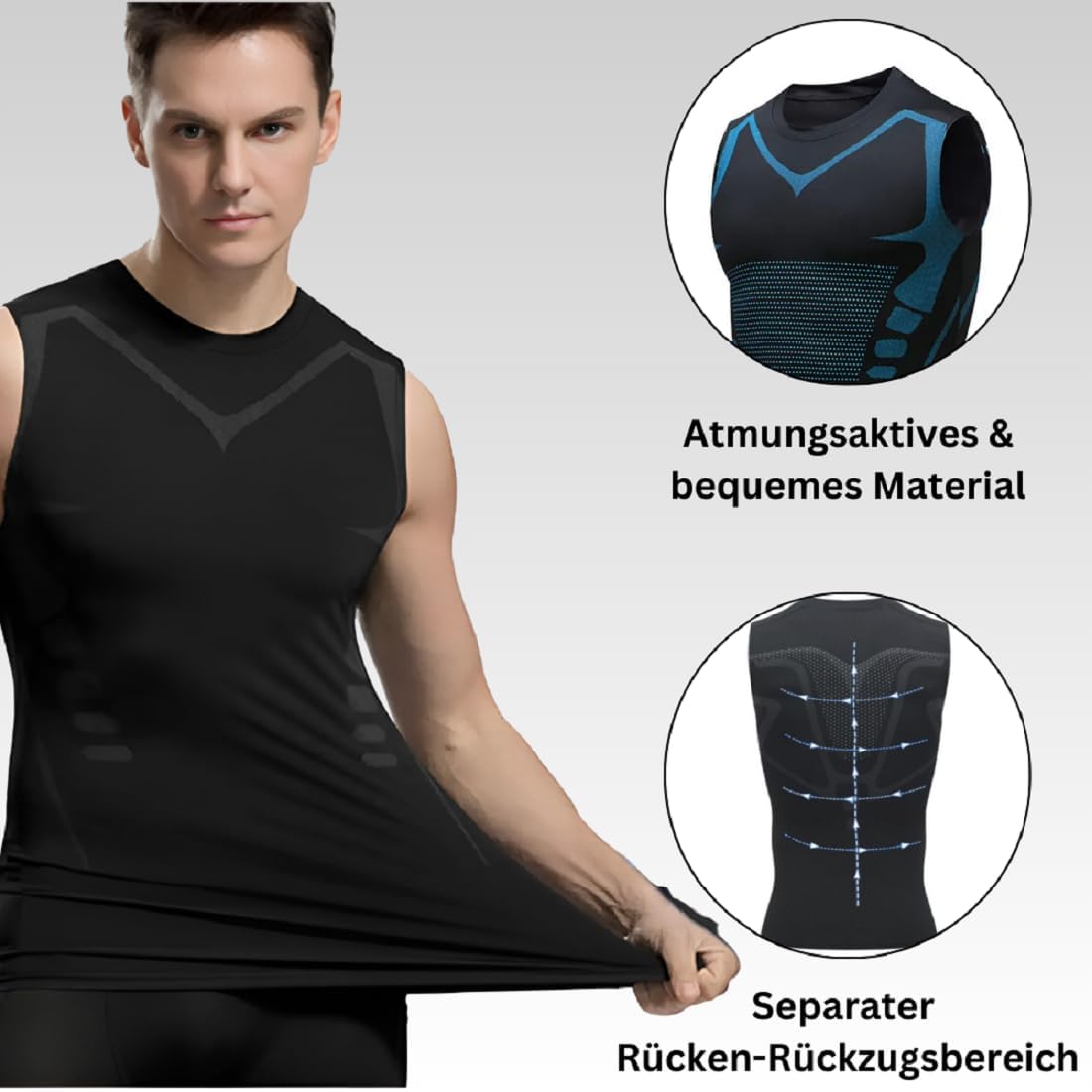 Duneva Vital Vest, Vital Vest Chaleco adelgazante, Vitalvest, Body Shaper Hombre Ionic Shaping Camiseta sin mangas