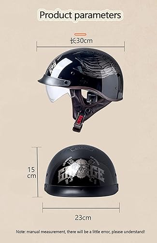 Miniatura 4 de Casco de motocicleta estilo alemán vintage con visera solar aprobado por DOTECE, casco de media motocicleta retro, para hombres y mujeres adultos (L