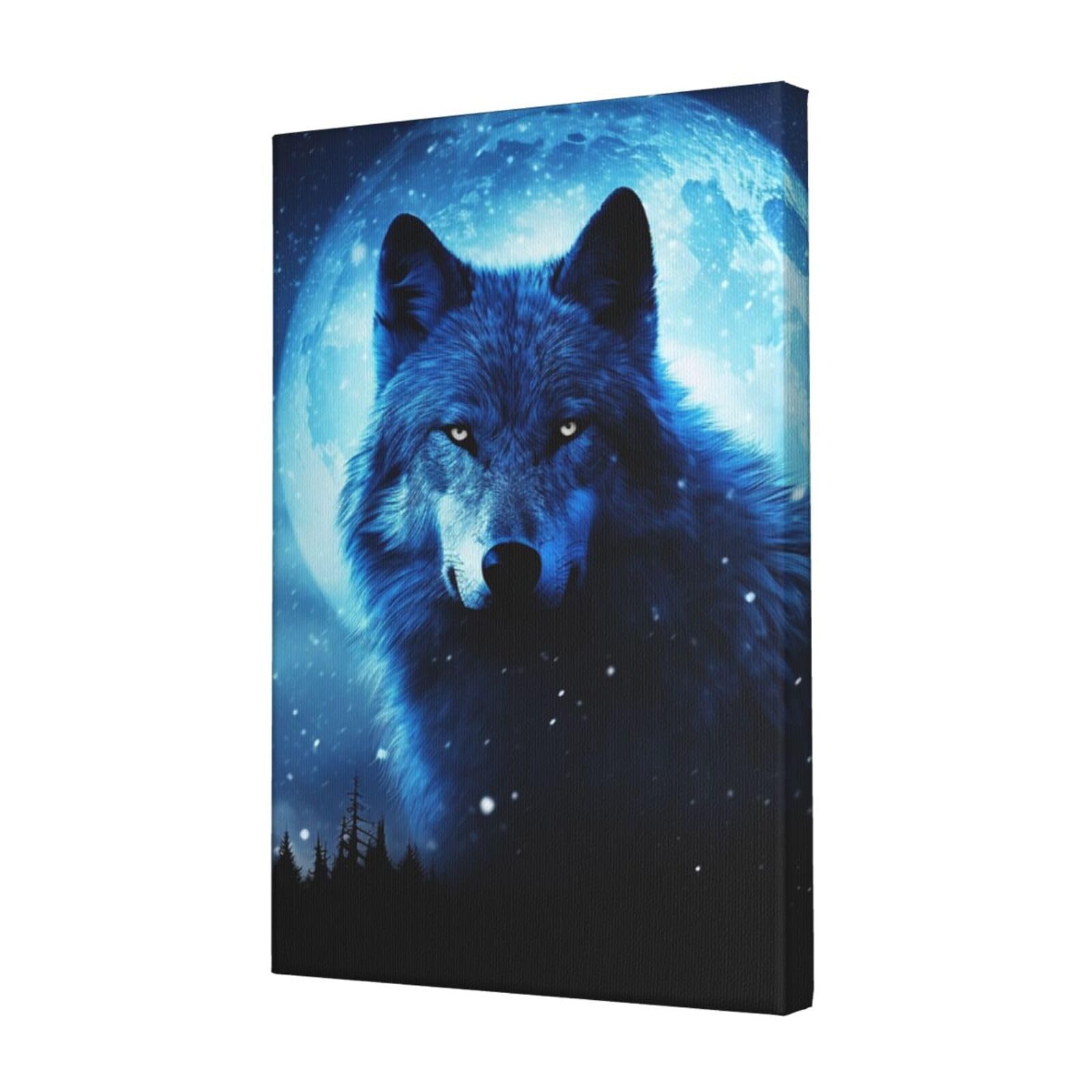 KLOPH Wolfs Canvas Wall Art for Living Room 12"x18" Modern Artwork Painting for Bathroom Hanging Canvas Prints Aesthetic Wallart for Bedroom Kitchen Office Wall Decor