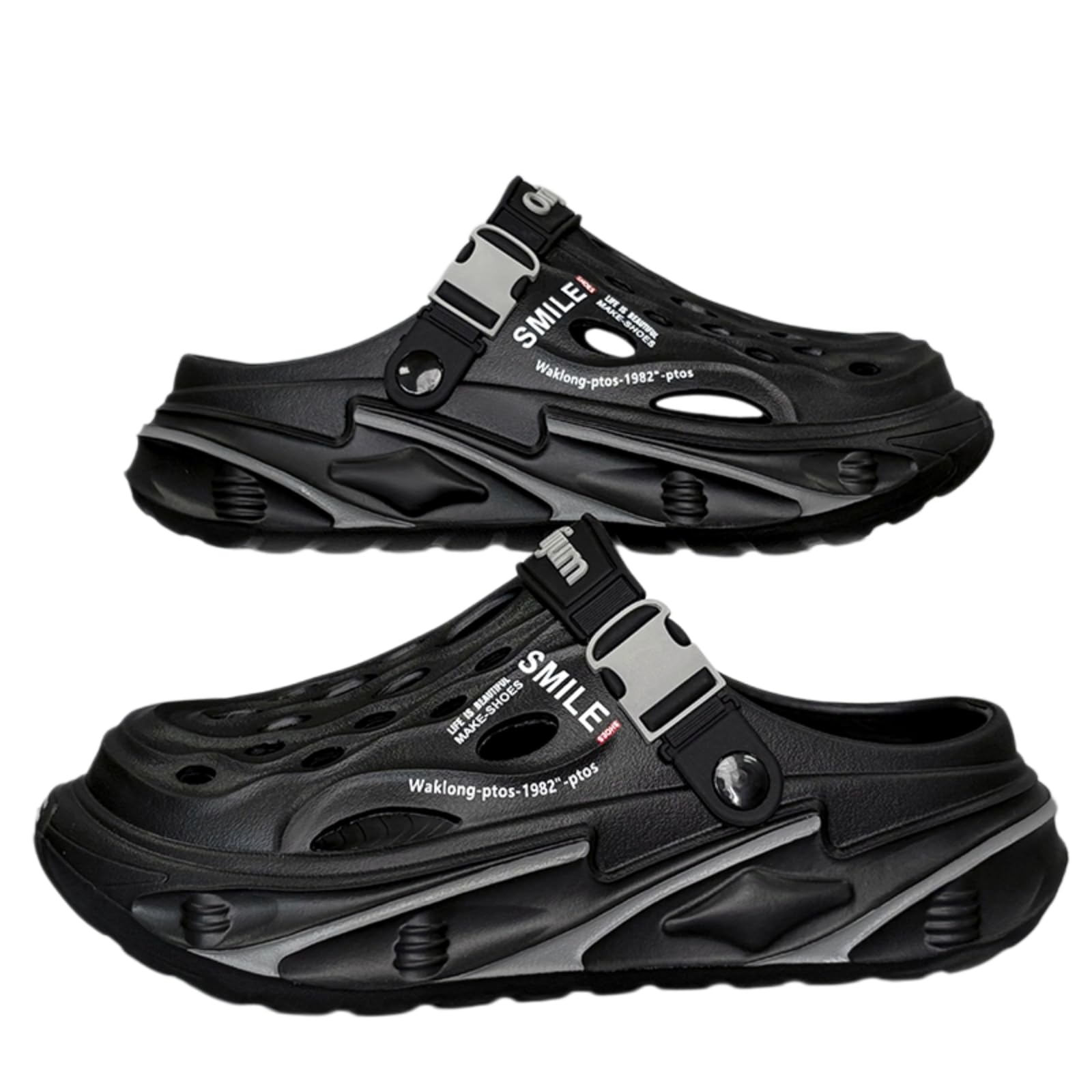 WANGSHUO Sommer Hausschuhe Mode Weiche Eva Clogs Slides, Komfort Casual Outdoor Garten Strand Sandale Pantoffeln Für Unisex-Black Grey-38-39
