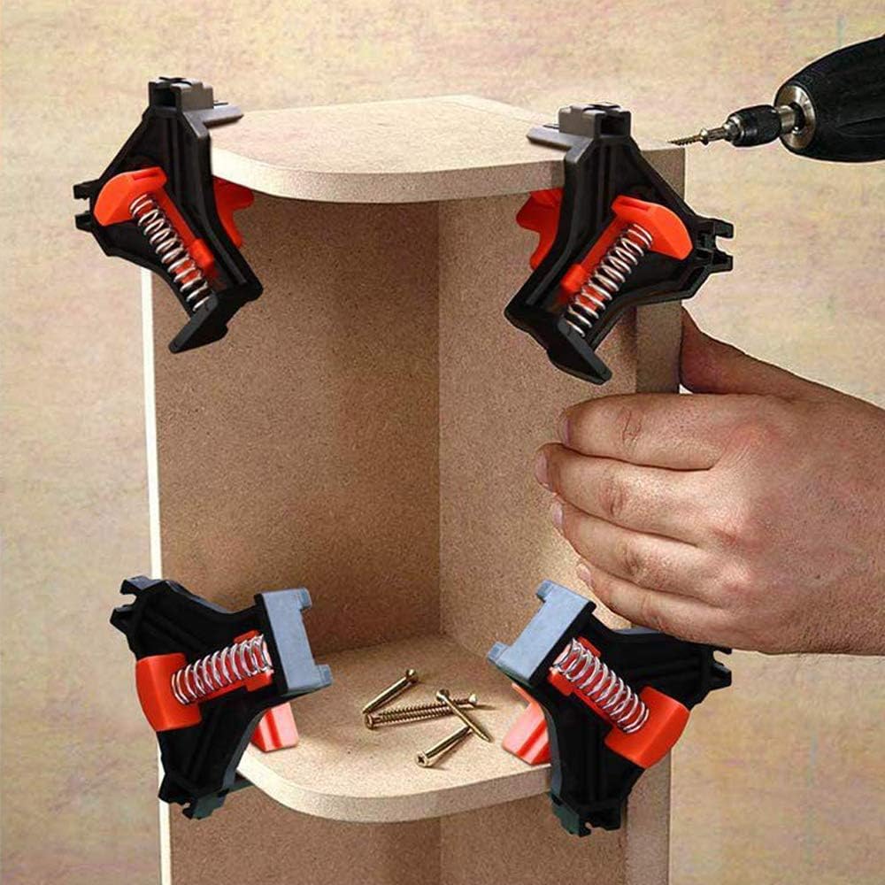 Get Discount Offer 90 Degree Positioning Squares 4.7 x 4.7 Aluminium Alloy Right Angle Clamps Corner Clamping Square for Woodworking Carpenter Tool for Picture Frame Box Cabinets Drawers (Orange)