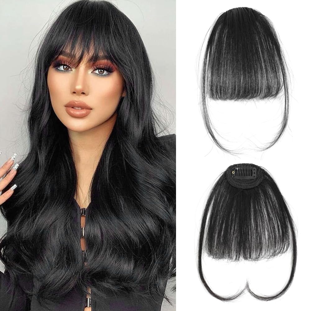 Clip in Fringe,Clip In Bangs for Women Hair Extensions Front Full Neat Human Hairpieces - Image 2