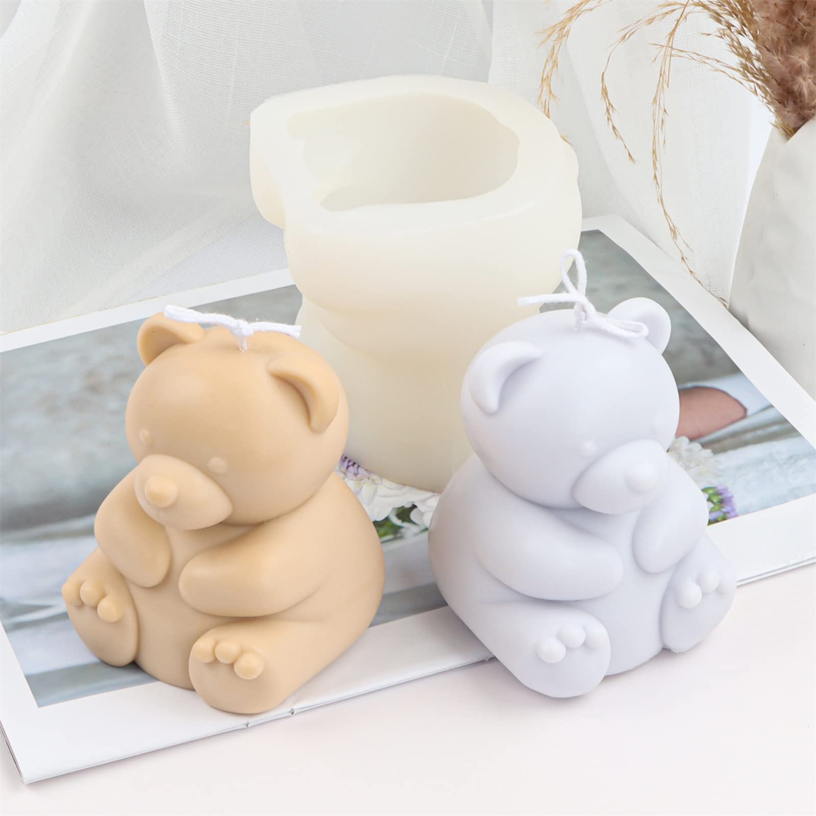 KinMokusei Bären-Silikonform – 3D-Form Für Kerzen, Seife, Harz, Schokolade, Wiederverwendbar, Lebensmittelecht