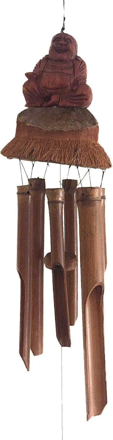 Hand Crafted Bamboo Wood Pink Flamingo Wind Chime Tropical Decor - Large Size - Nice Sound - (Pink Flamingo)