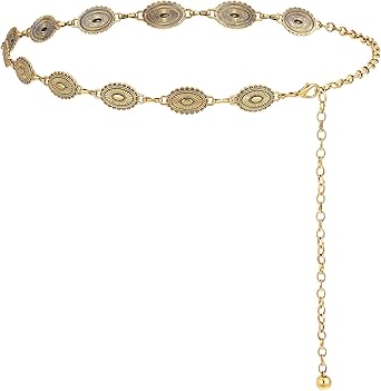 Alaoo Taillenkette Damen Western Style - Verstellbarer Metall Kettengürtel In Gold