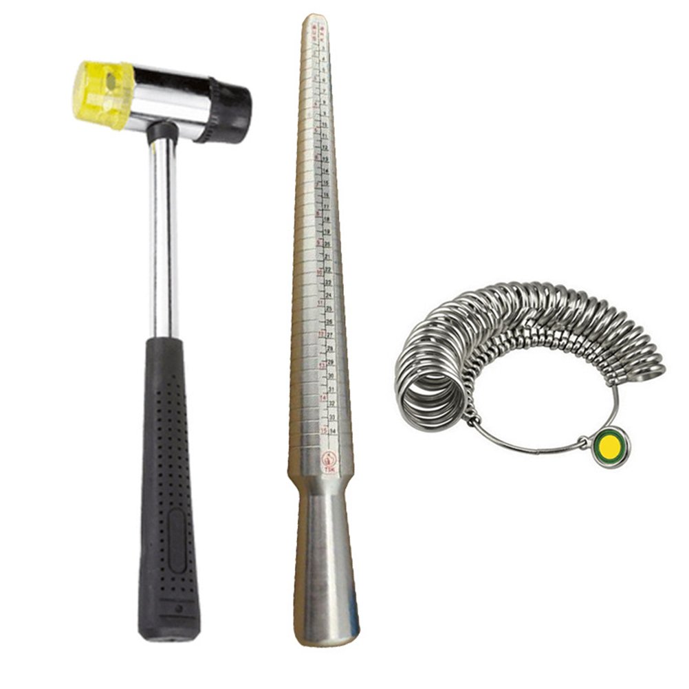 Buy Jewelers Rubber Hammer Metal Ring Mandrel Sizer Finger Size Gauge