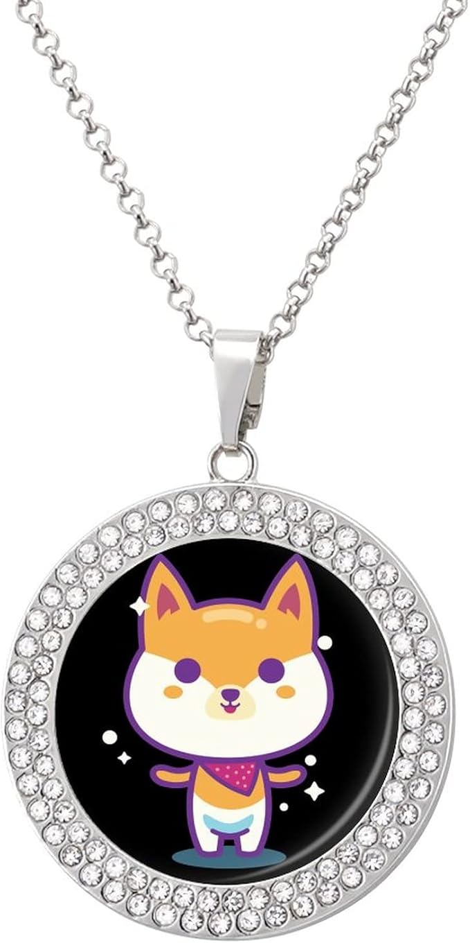 Amazon ネックレス レディース かわいい柴犬 ペンダント アクセサリー 円形 コインネックレス ダイアモンドネックレス 可愛い 人気 華奢 金属アレルギー対応 お誕生日 母の日にも バレンタイン プレゼント ネックレス 通販
