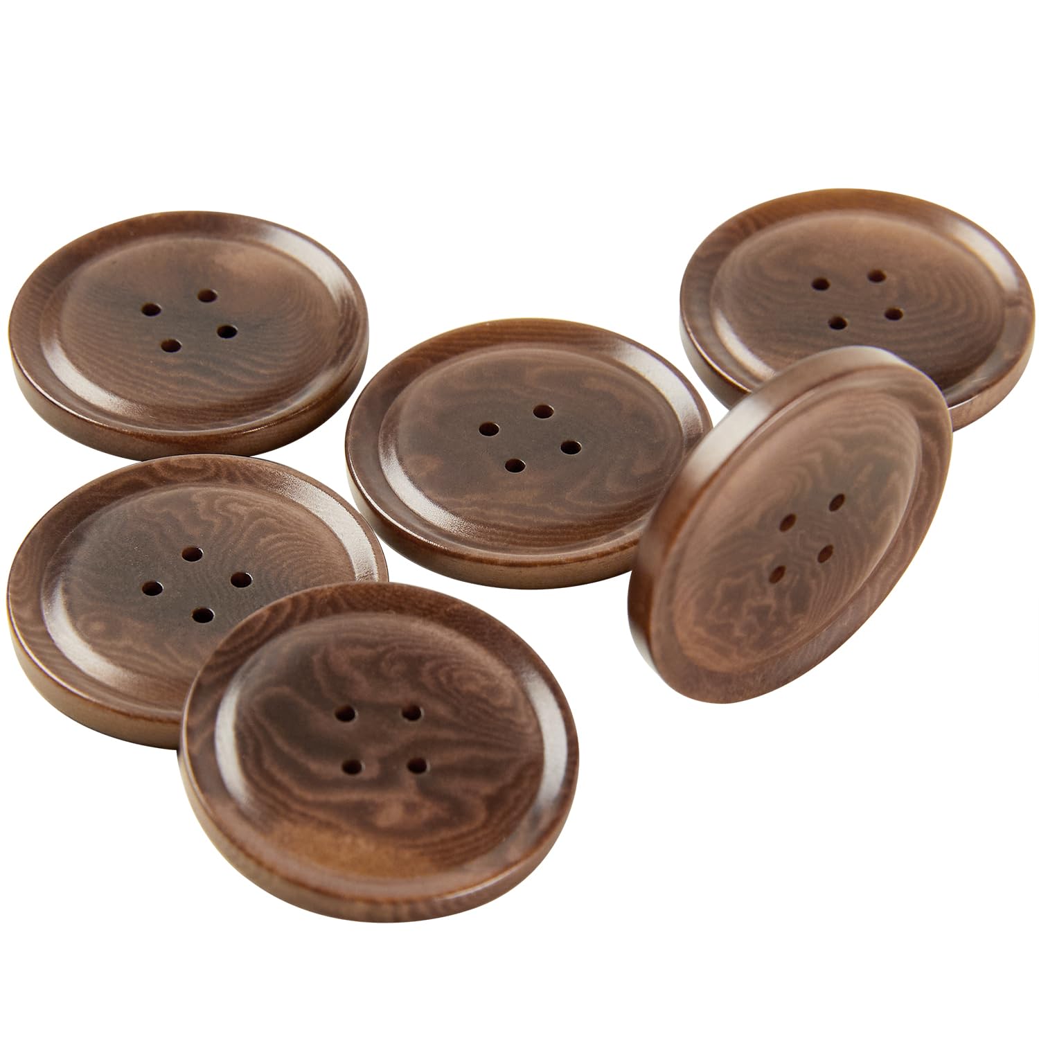 Boutons 4 trous robustes marron foncé 25 mm de couture pour manteau épais JAD00163K