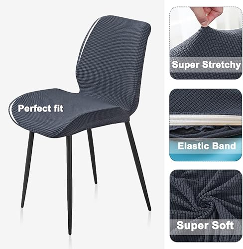 Miniatura 4 de Stretch Chair Covers for Dining Room Set of 462 Velvet Dining Chair Slipcovers Without Arms with Back Chair Protector for Kitchen Party Home,Silver