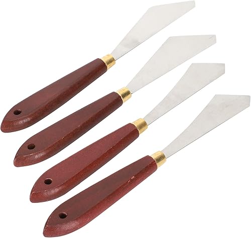 Juego de cuchillos de pintura de 4 piezas, cuchillo de paleta de acero inoxidable, espátula, espátula, espátula, espátula, raspador de mezcla, para