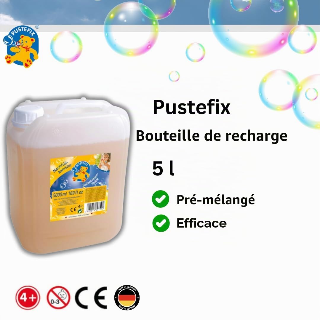 Pustefix 2050502 Nachfüllkanister I Bunte Bubbles 5 l Fabriqué en Allemagne I Seifenblasen für Hochzeit, Kindergeburtstag, Sommerfest I Bunte Seifenblasen für Kinder & Erwachsene