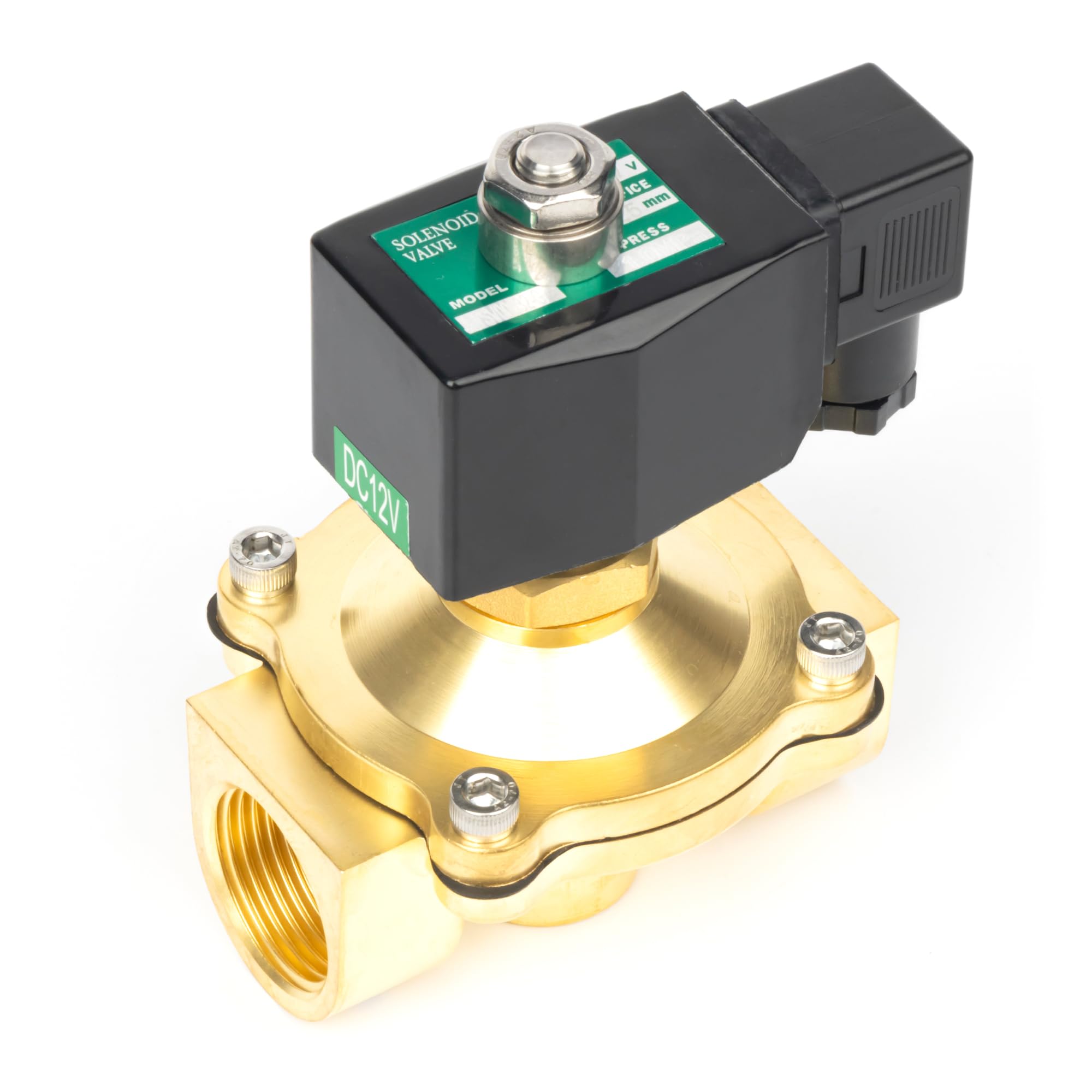 U.S. Solid Electroválvula latón G 1 pulgada 12 V CC normalmente abierta 10 bar, válvula eléctrica para agua, aire, diésel, queroseno, gasolina