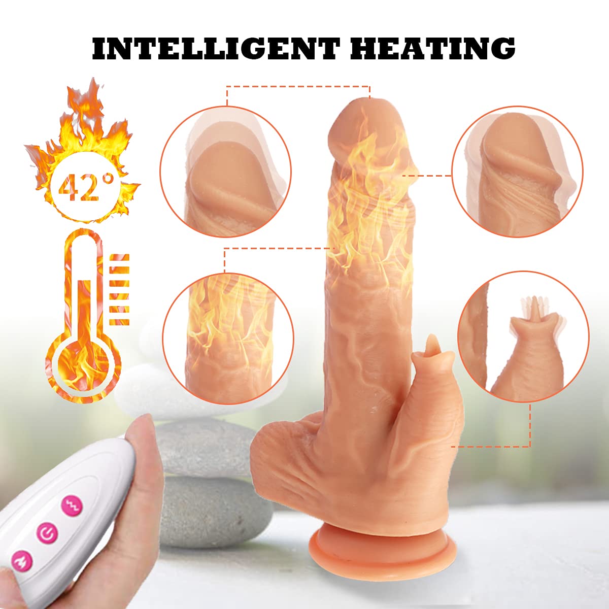 Didlo Vibrazione per donne 22 cm Vibratore Manner Didlo con tettarella realistica per il corpo con giocattolo sessuale, telecomando senza fili e funzione stof, realistica Didlo