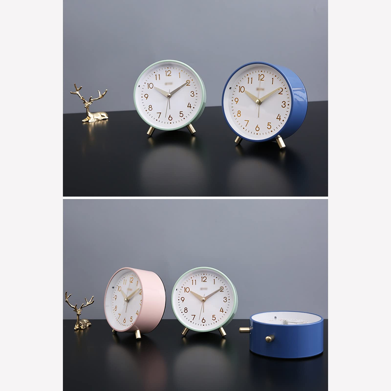 Reloj despertador de 4.5 pulgadas para personas que duermen pesadamente, reloj despertador silencioso sin tictac con retroiluminación que funciona con pilas, reloj despertador fuerte para dormitorio